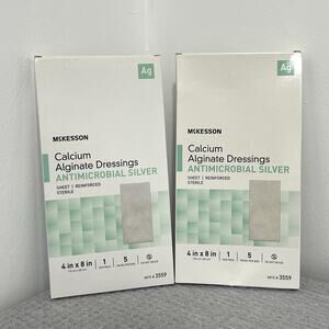2-McKesson Calcium Alginate Dressings Antimicrobial Silver 4inX8in Sterile Sheet